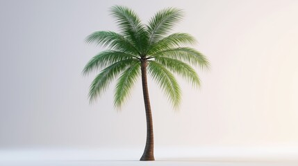 Obraz premium Stylized palm tree with soft lighting on a minimalist background. A tropical and artistic representation of nature, vacation, and relaxation