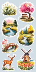 vintage sheet sticker of nature and wildlife stock photos illustration