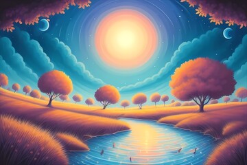 sunrise over the river