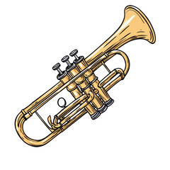 Naklejka premium Inspirational trumpet performance jazz club music art night close-up