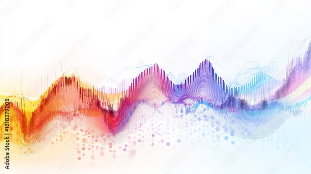 Poster an artistic digital background featuring colorful wave patterns with smooth gradients and lines, per