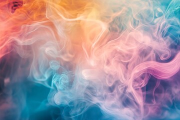 Obraz premium A vibrant and colorful abstract image showcasing soft smoke swirls blending seamlessly. The pastel hues create an ethereal and dreamy atmosphere, perfect for artistic backgrounds.
