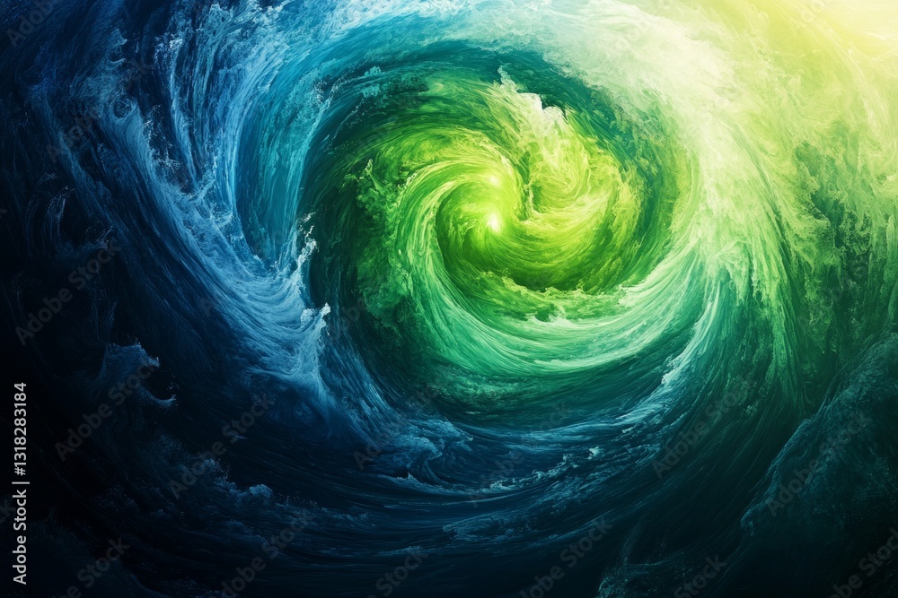 Canvas Prints an abstract representation of swirling blue and green hues creating a mesmerizing cosmic background,