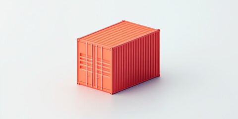 An isolated bright orange shipping container sits on a neutral background, symbolizing modern logistics and transport solutions in various industries.