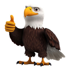 Obraz premium PNG Cartoon Bald Eagle Gives a Thumbs Up against a transparent background
