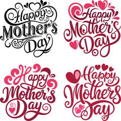 Four Happy Mother's Day Designs in Various Styles