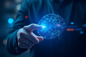 Innovative technology demonstration futuristic lab digital art urban environment close-up view concept of ai interaction