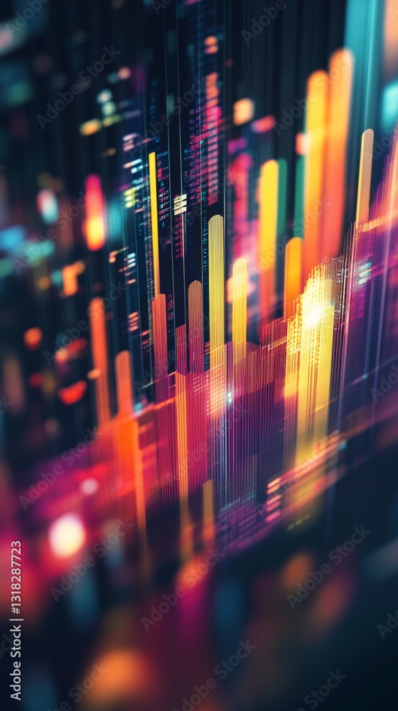 Poster colorful abstract digital data graphic with energetic light patterns and vibrant textures