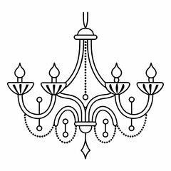 Hand-drawn Illustration of a Cute Chandelier with Candles. decorative christmas tree with ornaments