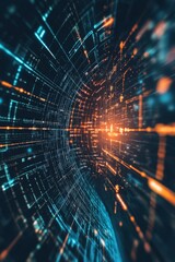 Obraz premium Dynamic Abstract Visualization of Data Flow with Neon Lights and Energy Patterns in Motion