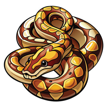 A close-up image of a ball python coiled tightly, showcasing its smooth, dark scales and subtle patterns.  High-resolution, detailed texture.
