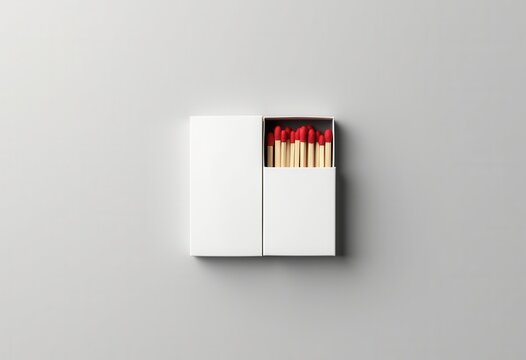 Blank matchbox mockup with red matches.