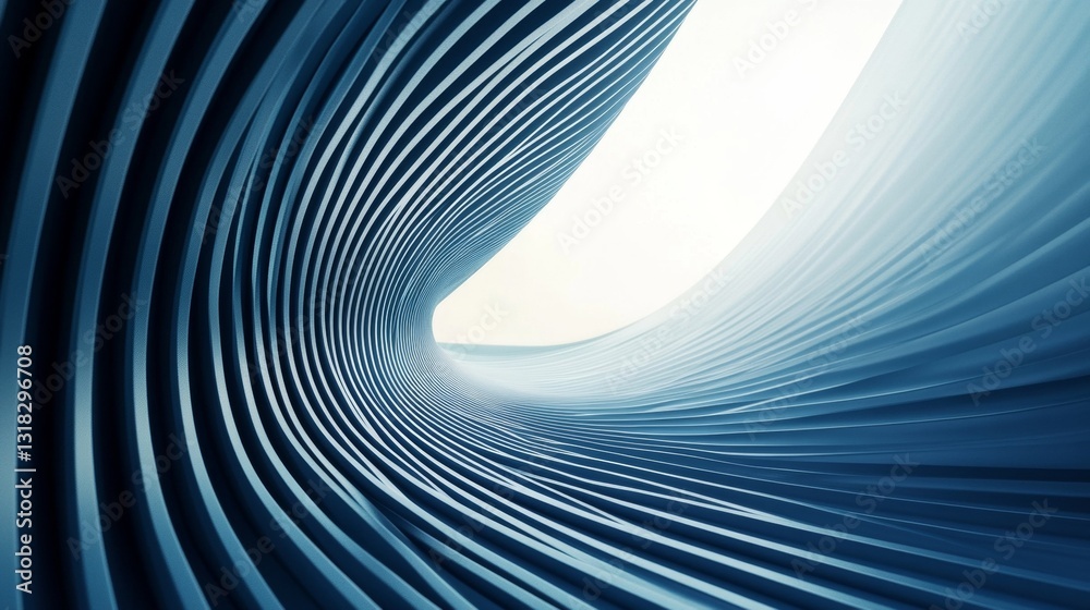 Poster abstract blue wave pattern with fluid curves and dynamic lines radiating depth and space