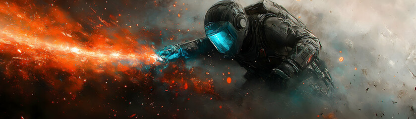 Astronaut Controls Fiery Cosmic Stream:  Spacefarer Manipulates Energetic Plasma with Precision During a Dangerous Mission