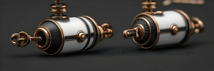 Elegant Rose Gold & White Cufflinks,  Intricate Design, Exquisite Craftsmanship, Detailed  Metalwork, Polished Finish, Sophisticated Style.