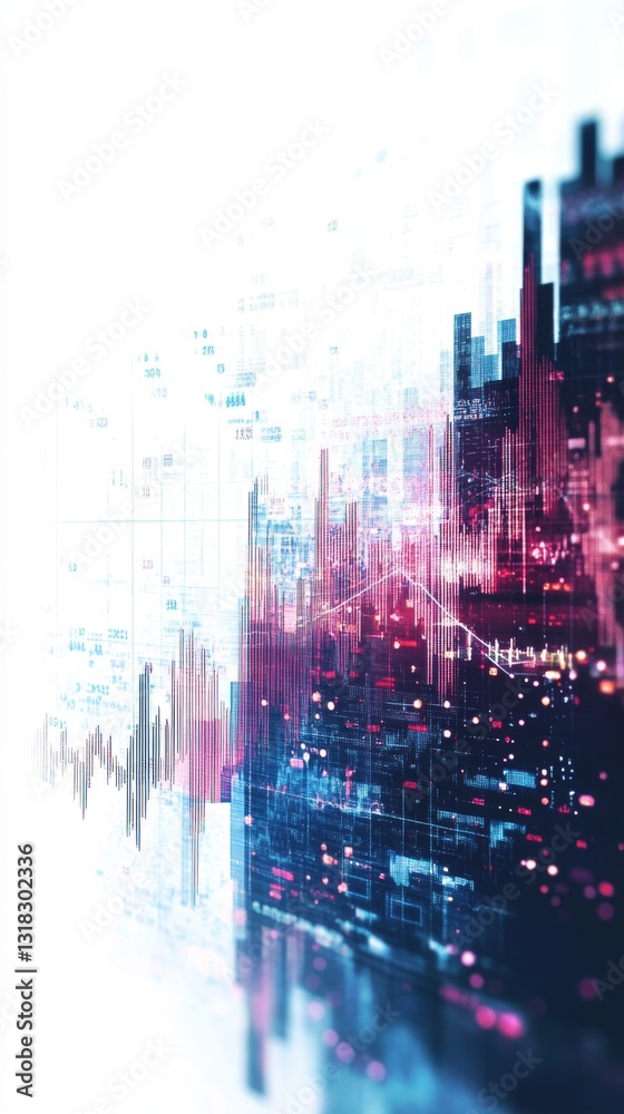 Poster abstract data visualization with colorful dynamics in a modern digital environment