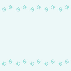 犬猫の肉球のフレーム、足跡の模様の背景素材