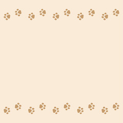 犬猫の肉球のフレーム、足跡の模様の背景素材