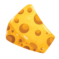 Cheese clip art, clip art of cheese, cheese slice illustration vector, isolated on white background, hand drawn watercolor painting style

