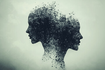 Double Face: Bipolar Mental Disorder, Psychology, Mental Health, Split Personality, Mood Disorder, and Dual Personality Concept.