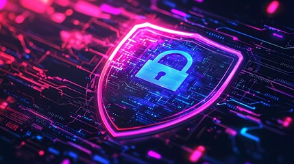 Flat illustration celebrating International World Password Day, featuring a glowing shield with a padlock, surrounded by abstract digital elements like binary codes, keys, and secure icons