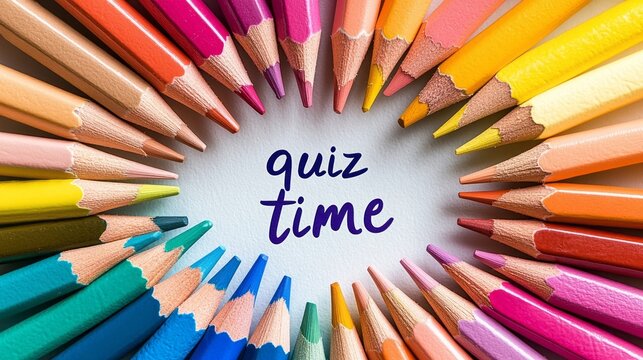 Colorful pencils create a joyful circle inviting creativity and fun, perfect for a trivia or quiz event aimed at friends and family gatherings