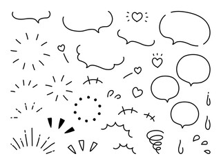 手描きの吹き出しやマークのアイコンセット