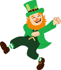 A cheerful leprechaun in green attire celebrating joy and tradition.