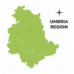 Umbria Region map illustration. Map of the Region in Italy