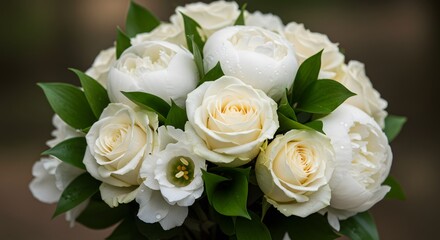 Close-up of an elegant bouquet of fresh white flowers
