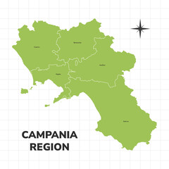 Campania Region map illustration. Map of the Region in Italy