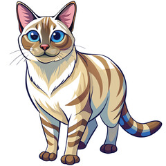 Elegant cream lynx point Siamese cat standing gracefully, showcasing its distinctive markings and pointed fur.  High-quality image.