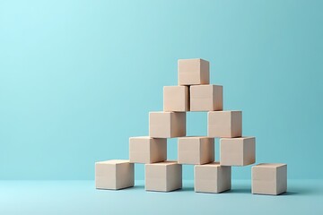 Fototapeta premium Building blocks stacked in a pyramid minimalist studio setting photography calm environment focused perspective