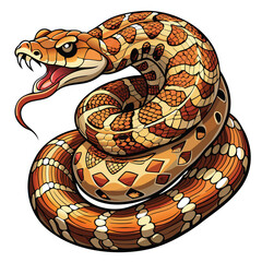 A hognose snake expertly feigning death, curled upside-down, showcasing its unique defensive behavior.  High-detail, realistic depiction.