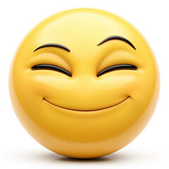 Fototapeta premium Happy emoji with wide smile and closed eyes, expressing joy and positivity