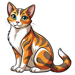 A charming Japanese Bobtail cat, showcasing its characteristically short, fluffy tail, sits serenely.  Capture the feline's unique markings and expressive eyes.