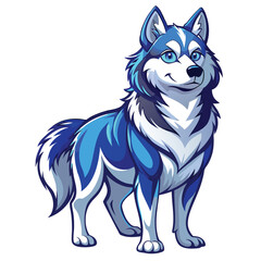 A majestic Siberian Husky with striking blue eyes, thick, fluffy fur, and a serene expression.  Capture the breed's unique beauty.