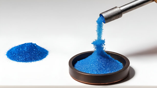 Electrochemical series demonstration; an iron nail is diped in copper sulfate. The nail fcmes up with a thin layer of copper plating.
