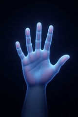 Hand gesture demonstrating technology interaction digital space visual content futuristic environment close-up view innovation concept