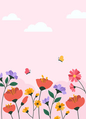Flat floral spring vertical background