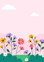 Flat floral spring vertical background