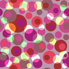 Bright multicolor background with large and small circles, polka dots Abstract geometric layered seamless pattern