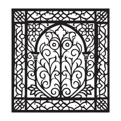 Leaser cut art, grill, door, window silhouette design vector.