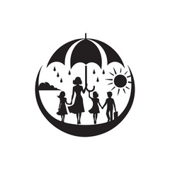 family silhouette vector clip art logo design