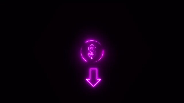 Money loss indicates concept. Cash with down arrow stocks graph, concept of financial crisis, market fall. dollar decrease icon, money, dollar sign with down arrow.