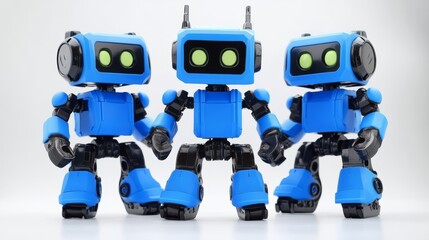 Blue Robot Toys Trio Isolated on White 