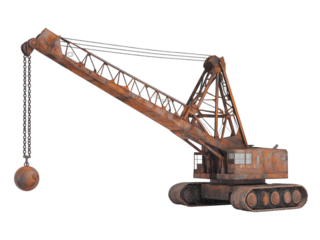 Wrecking ball crane isolated on transparent background Generative Ai.