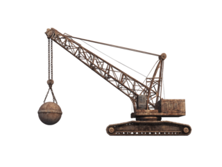 Wrecking ball crane isolated on transparent background Generative Ai.