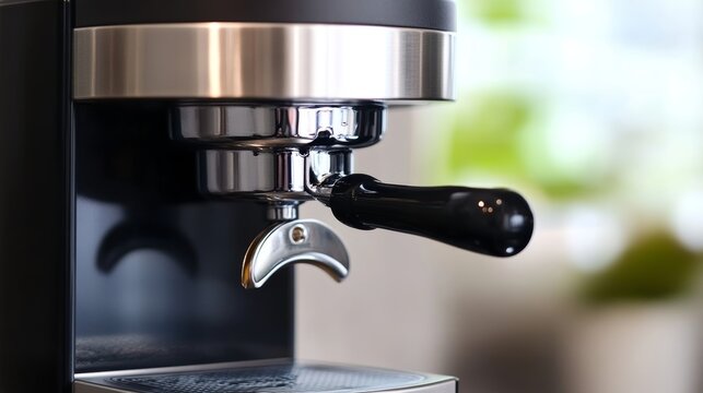 Stylish espresso machine with handle metal details 