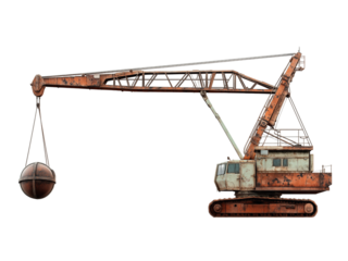Wrecking ball crane isolated on transparent background Generative Ai.